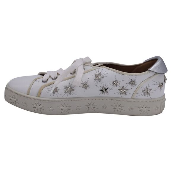 Aquazzura Cosmic Star-Stud Low-Top Trainers in White Leather - Picture 2 of 9